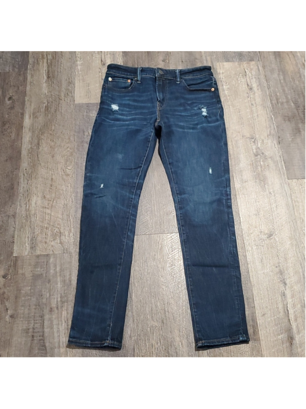 American Eagle Men's Skinny Jeans Airflex Size 32x32 Distressed Dark Wash